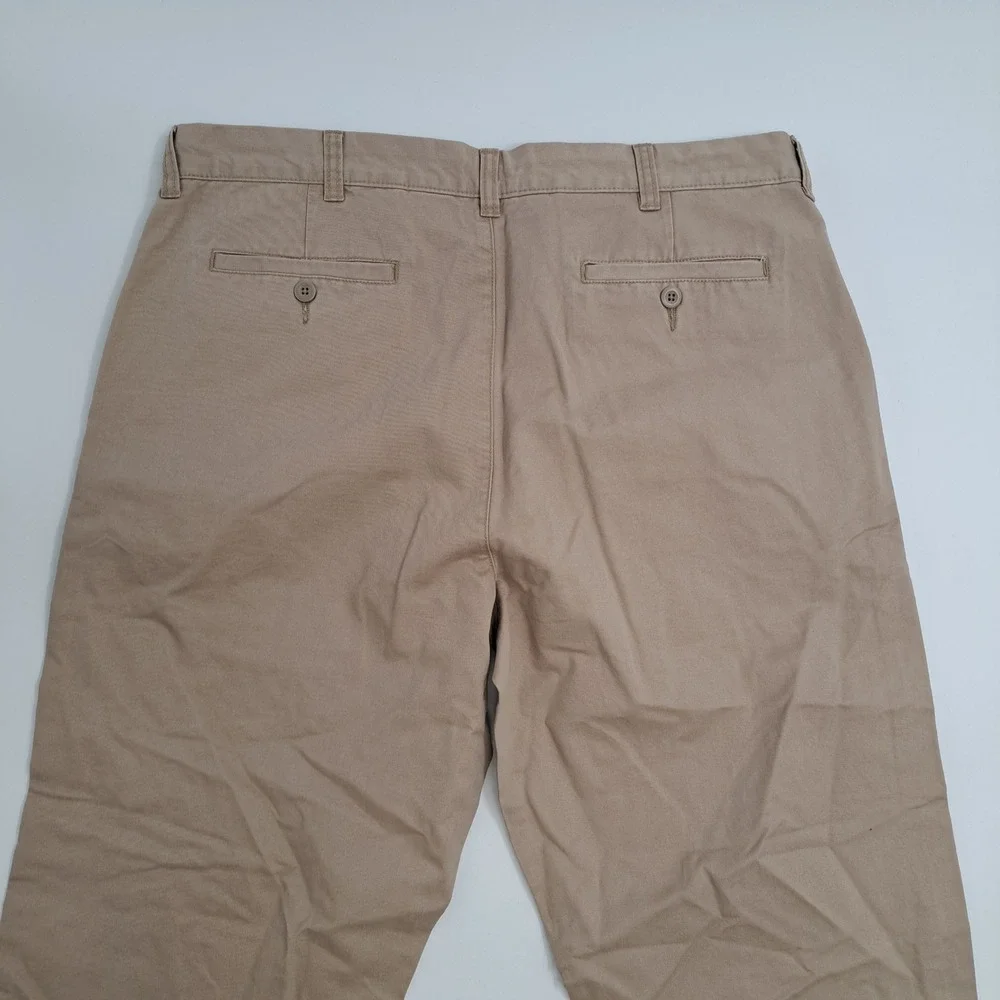 St. John's Bay Authentic Chino Pants Mens 38x32 Cotton Tan Solid Straight Fit